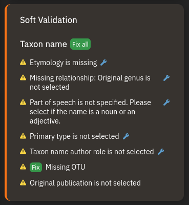 Soft Validation in TaxonWorks